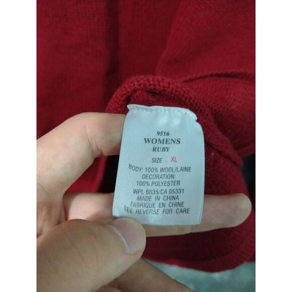 Woolrich Sweater Womens XL Red Ruby Wool Long Sleeve 1/4 Zip Pullover - Picture 6 of 8